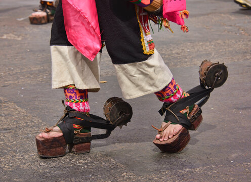 Shoes Of An Indigenous Dancer At The Colorful Gran Poder Festival, La Paz, Bolivia