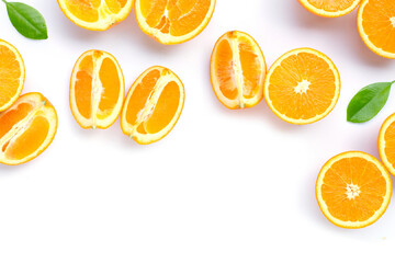 High vitamin C, Juicy and sweet. Fresh orange fruit on white.