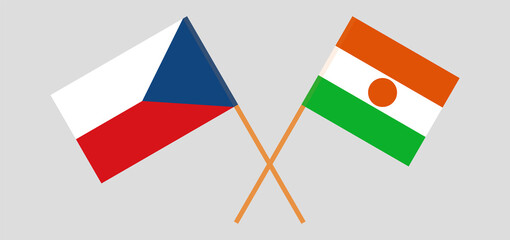 Crossed flags of Czech Republic and the Niger