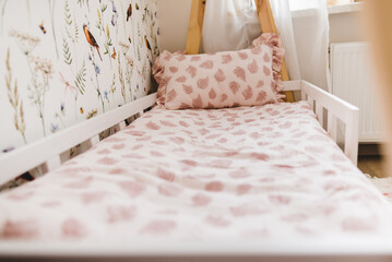 bed lining in a baby room