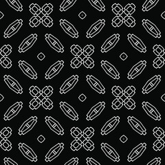 Geometric vector pattern with triangular elements. Seamless abstract ornament for wallpapers and backgrounds. Black and white colors.