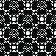 Geometric vector pattern with triangular elements. Seamless abstract ornament for wallpapers and backgrounds. Black and white colors.