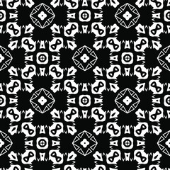 Geometric vector pattern with triangular elements. Seamless abstract ornament for wallpapers and backgrounds. Black and white colors.