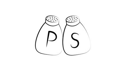 Salt and pepper shakers icons on white background