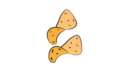 Potato Chips and Corn Snacks Fast Food Minimal Flat Line Outline Colorful and Stroke Icon Pictogram