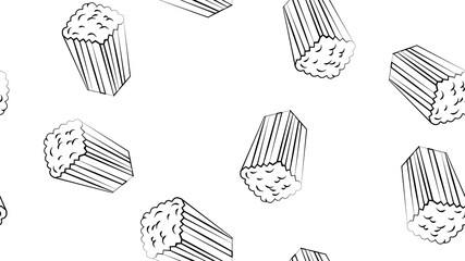 Popcorn icon. Box of popcorn seamless pattern on a white background