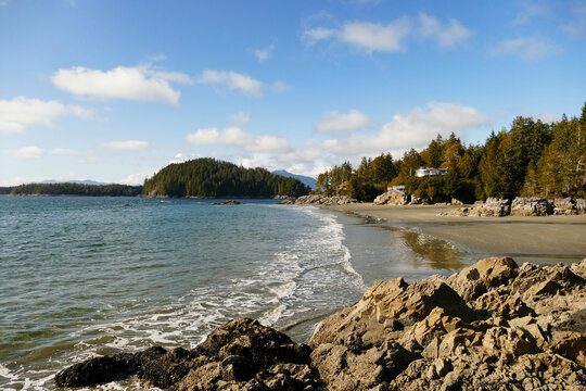 Beautiful beach and coastline in  Tofino, Canada