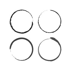 Modern abstract icon with black brush circles. grunge circles. outlining circles. Brush circles. ink circles. vector illustration. Watercolor texture. The background is isolated.