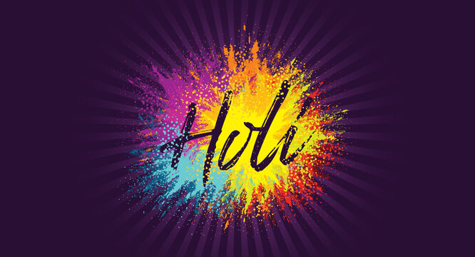 Holi Festival of Colors Logotype Vector Illustration. Hindu Spring Celebration. Clean and Minimalist Vector Illustration. Holi Design with Colorful Powder Burst.