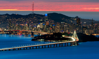 View Of Modern Cityscape At Sunset In San Francisco, CA USA