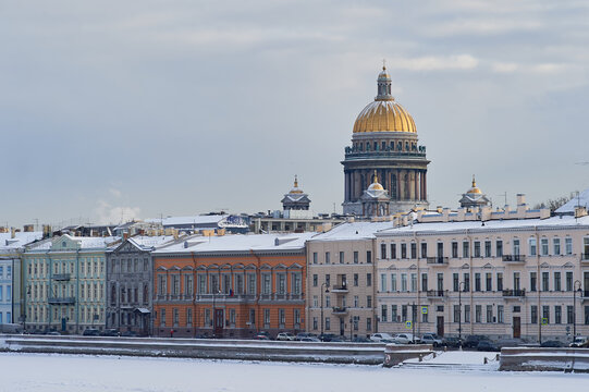 Isaakievskii cathedral in winter in Saint-Petersburg, Russia