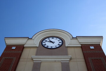The clocktower is viewed from an unuusal angle.