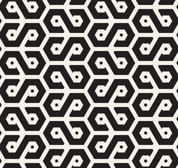Vector seamless pattern. Modern stylish texture. Repeating linear geometric tiles. Bold monochrome hexagons Trendy graphic design. Can be used as swatch for illustrator.