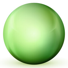 Glass green ball or precious pearl. Glossy realistic ball, 3D abstract vector illustration highlighted on a white background. Big metal bubble with shadow.