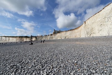 rocky beach under a cliff in England