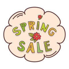 Spring sale floral frame with flowers and leaves. Banner for advetising, business, flyer sale template. Vector illustration.