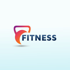 personal training and nutrition Fitness logo design. Dumbbell icon Vector logo design template idea.