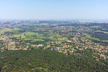 Fototapeta premium Landscape from Avala Tower near city of Belgrade, Serbia