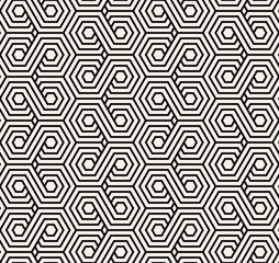 Vector seamless pattern. Modern stylish texture. Repeating linear geometric tiles. Bold monochrome hexagons Trendy graphic design. Can be used as swatch for illustrator.