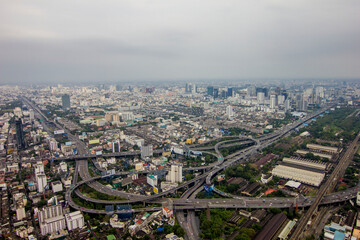 Fototapeta na wymiar Bangkok skyline from Baiyoke sky tower