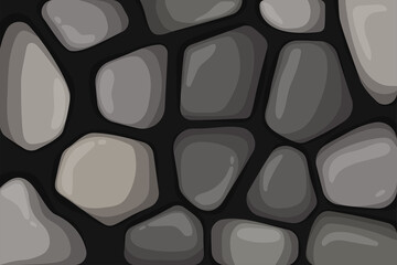 Abstract geometric background of the concrete use black color. bright and dark stone arrangement to form a pattern with horizontal layout.	