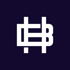Initial letter BH or HB logo template with geometric sacred font line art illustration in flat design monogram symbol