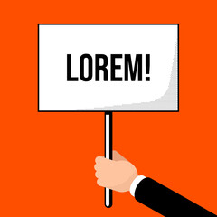 A man holding empty sign template flat design style, design element for democracy protest concept