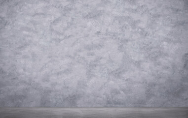 Front view of blank gray cement wall with concrete floor in loft style