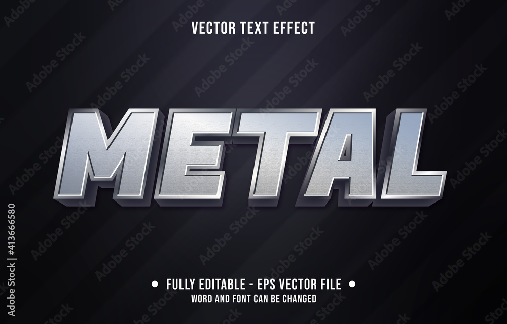 Sticker editable text effect - metal chrome grey gradient color style