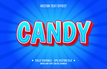 Editable text effect - blue candy and red gradient color style