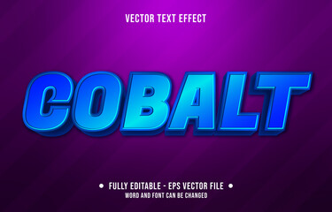 Editable text effect - blue cobalt gradient color style