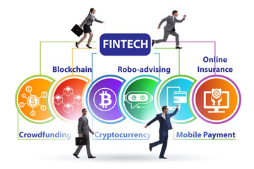 Financial technology concept with business people