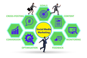 SMM - social media marketing concept with business people