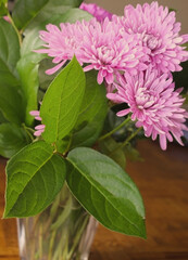 Flowers in a glass vase. 