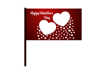 Valentine's Day. White hearts on a red background. Flag. Vector illustration.