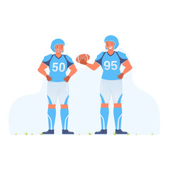 flat illustration american football on white background