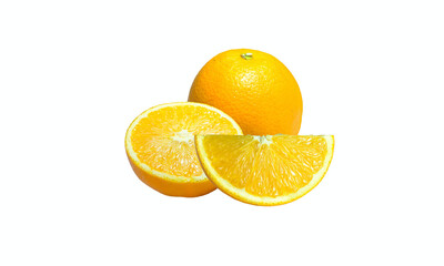 Fresh orange Close up Sliced lemons fruit on white background 