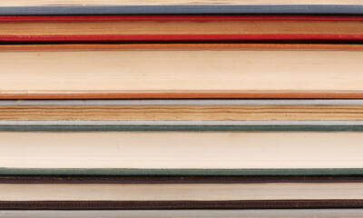 stack of old books Macro close-up photo texture background