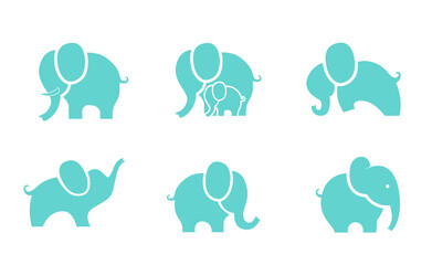 Bundle Simple Flat Minimalist Elephant Animal Logo Concept Vector Design. For Education, technology, store, business logo
