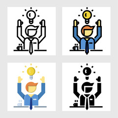 Businessman get idea icon vector design in filled, thin line, outline and flat style.