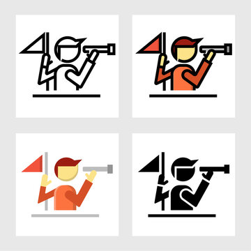 Businessman Foresight Icon Vector Design In Filled, Thin Line, Outline And Flat Style.