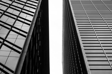 Fototapeta na wymiar Between buildings and skyscrapers black and white