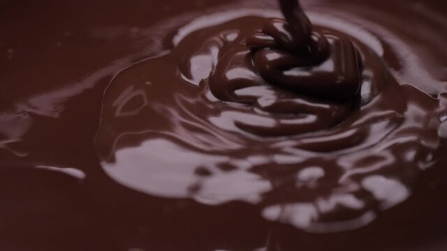 pouring melted chocolate 4k