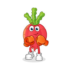 radish boxer character. cartoon mascot vector