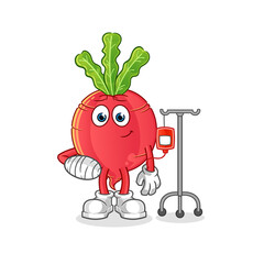 radish sick in IV illustration. character vector