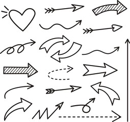 Set of arrows vector illustration.Arrow doodles vector