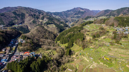 Panoramic view of the mountains and terraced rice paddies in Nagano City_01