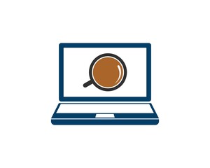 Laptop computer with simple coffee cup inside