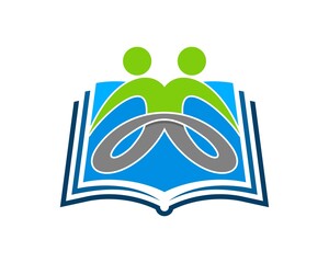 Education book with twin healthy people