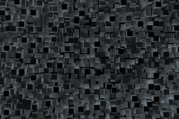 Abstract illustration of 3d grey blocks against black background